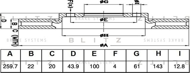 Диск тормозной MITSUBISHI PAJERO 00- передн. (Blitz). Артикул BS0522