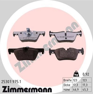Тормозные колодки Zimmermann rd:z задние для BMW 2 F22 2012-2026. Артикул 25307.975.1