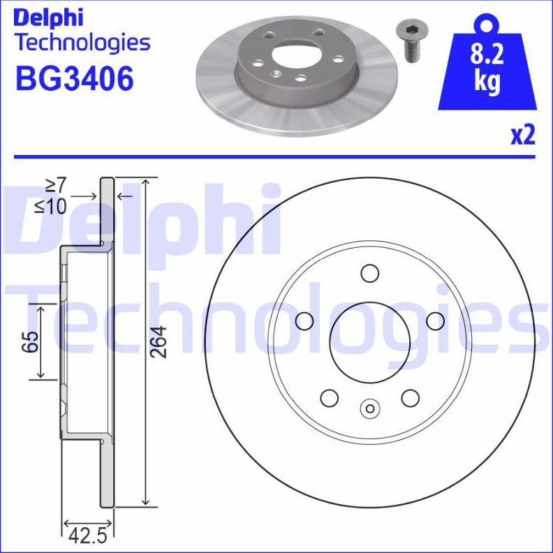 Тормозной диск Delphi. Артикул BG3406