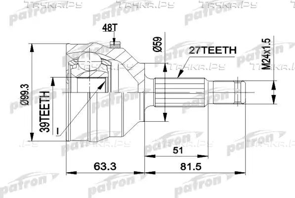 Шрус наружный (граната) Patron для Citroen Evasion 1994-2002. Артикул PCV1224