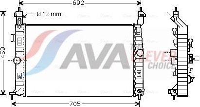 Радиатор охлаждения двигателя AVA для Opel Meriva A 2003-2010. Артикул OL2583
