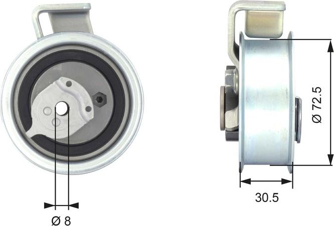 Натяжной ролик (натяжитель) ремня ГРМ Gates PowerGrip®. Артикул T43018