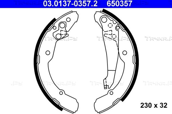 Тормозные колодки ATE задние для Volkswagen Caddy II 1995-2004. Артикул 03.0137-0357.2
