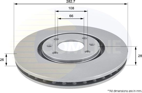 Тормозной диск Comline передний для Citroen Xantia I 1993-1999. Артикул ADC1509V