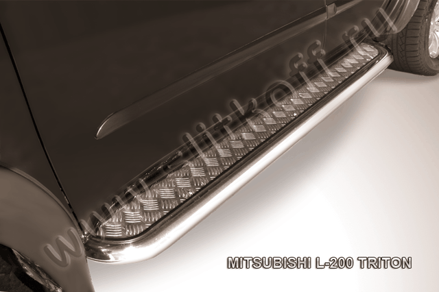 Пороги Slitkoff труба d57 с листом для Mitsubishi L200 IV Triton 2006-2015. Артикул ML013