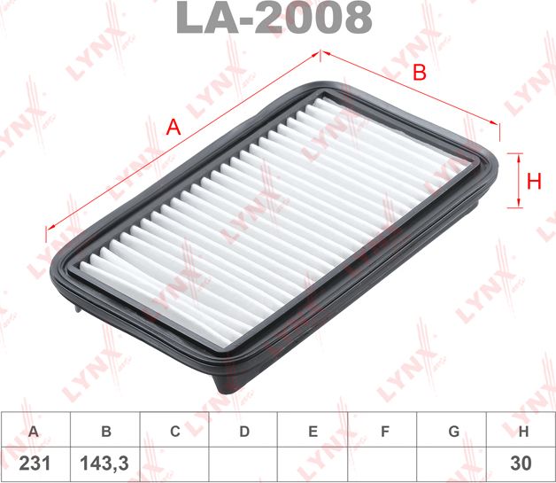 Воздушный фильтр LYNXauto. Артикул LA-2008