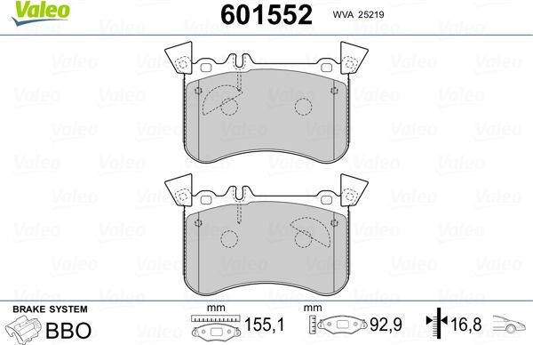 Тормозные колодки Valeo. Артикул 601552