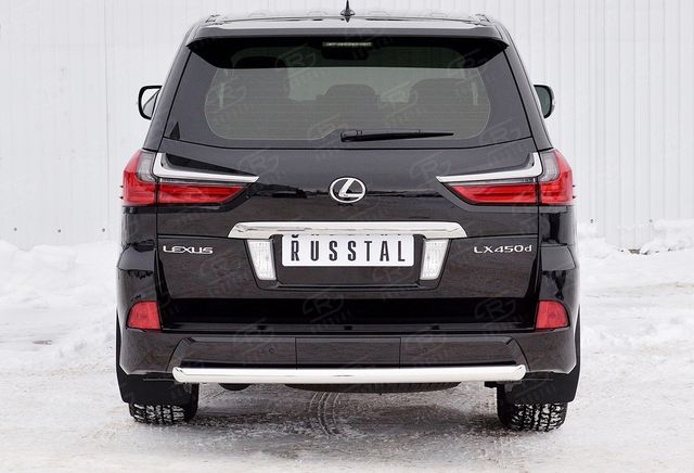 Защита RusStal заднего бампера d63 дуга для Lexus LX450d III 2-й рестайлинг 2015-2026 (кроме F-Sport). Артикул LLX4Z-002520