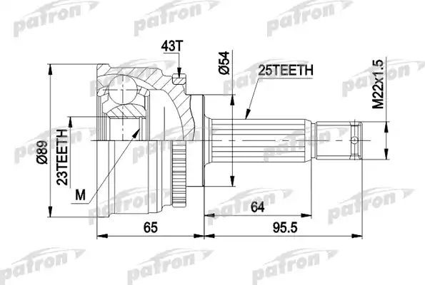 Шрус наружный (граната) Patron для Mitsubishi Carisma I 1999-2006. Артикул PCV1491