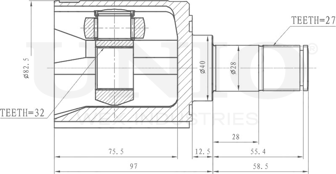 ШРУС внутренний (Unio). Артикул CVJ-30074