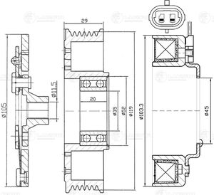 Муфта компрессора кондиционера Luzar для УАЗ Patriot I 2004-2025. Артикул LMAC 0301