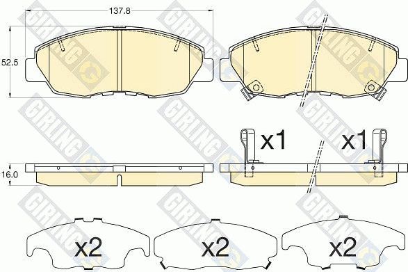 Тормозные колодки Girling передние для Honda Civic IX 2012-2016. Артикул 6136096