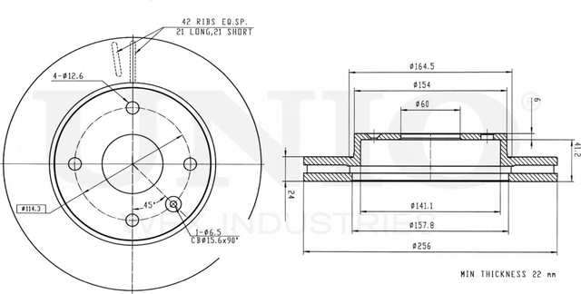 Диск тормозной (Unio). Артикул BRD-20024