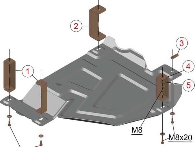 Защита алюминиевая Alfeco для топливного бака Renault Duster II 4WD 2021-2026. Артикул ALF.18.11al