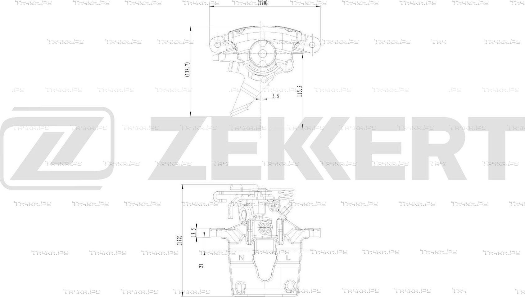 Тормозной суппорт Zekkert (Чугун) задний левый для Renault Master II 1998-2010. Артикул BS-8340