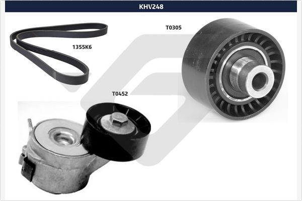 Приводной ремень поликлиновой с роликами (комплект) Hutchinson. Артикул KHV 248