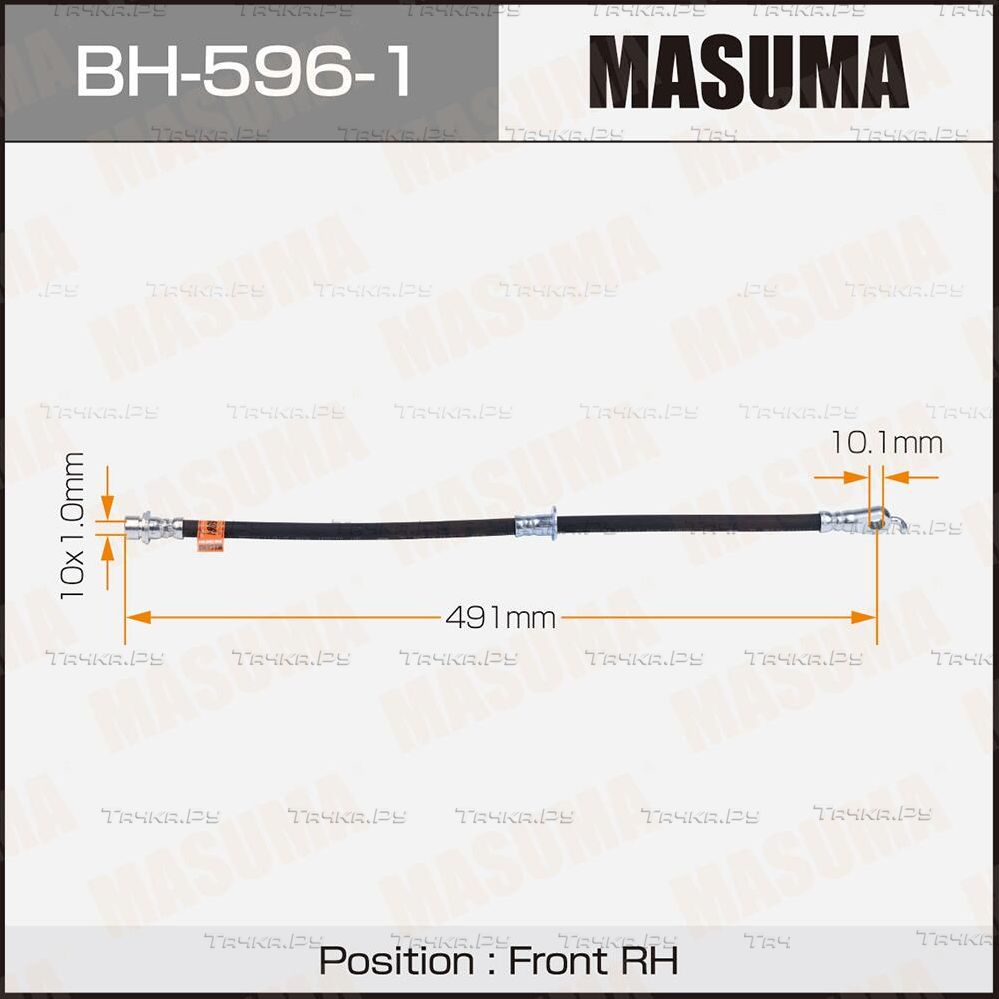 Тормозной шланг Masuma передний правый для Toyota Highlander II (U40) 2007-2014. Артикул BH-596-1