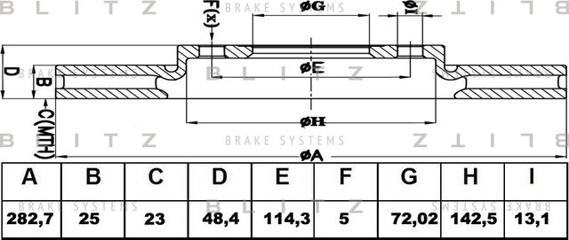 Диск тормозной передний (Blitz). Артикул BS0401