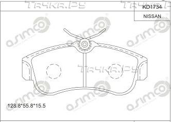 Тормозные колодки Asimco. Артикул KD1734