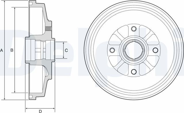 Тормозной барабан Delphi задний для Kia Rio I 2000-2005. Артикул BF577