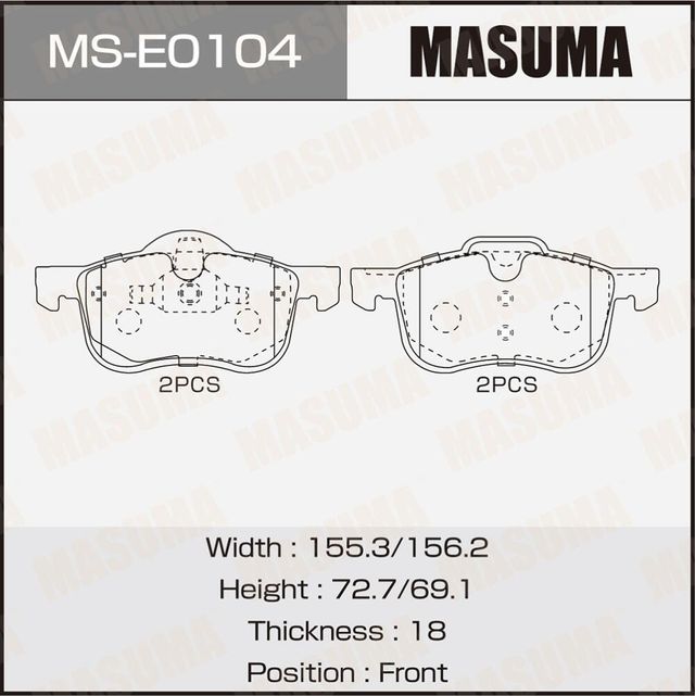 Колодки дисковые MASUMA, AN-4527K, PN0137 fro Masuma. Артикул MSE0104