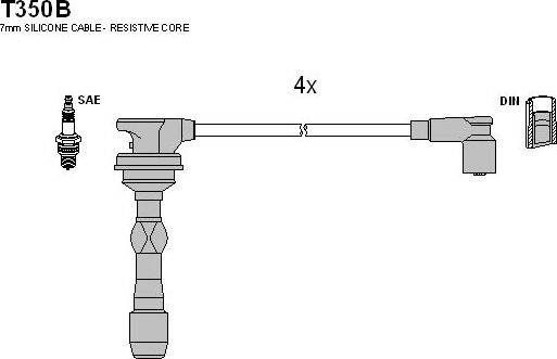 Высоковольтные провода (провода зажигания) (комплект) Tesla. Артикул T350B