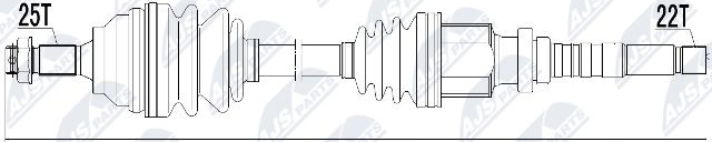 Полуось (привод в сборе, приводной вал) NTY. Артикул NPW-CT-019