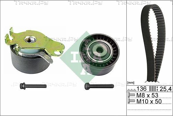 Ремень ГРМ с роликами (комплект) Ina для Peugeot 406 I 1995-2000. Артикул 530 0236 10
