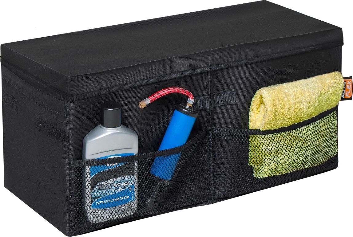 Органайзер в багажник автомобиля AutoFlex, 2 секции, складной, с крышкой. Артикул 90112