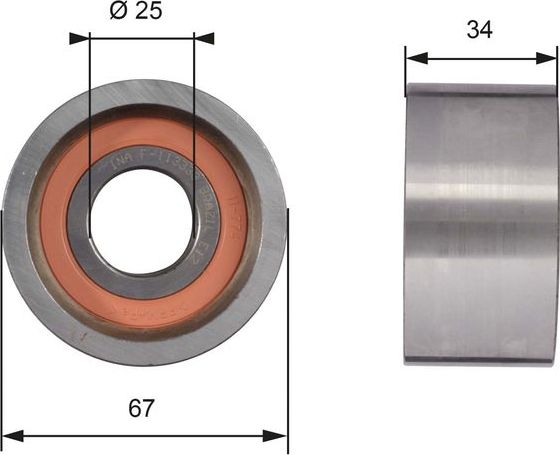 Направляющий (ведущий) ролик ремня ГРМ Gates (Металл). Артикул T41178