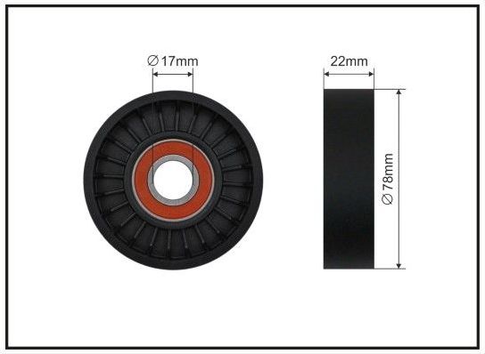 Натяжной ролик (натяжитель) приводного поликлинового ремня Caffaro (полимерный материал). Артикул 213-87