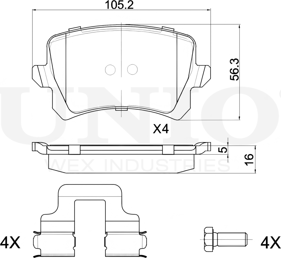 Колодки тормозные дисковые, комплект (Unio). Артикул BRP-20083