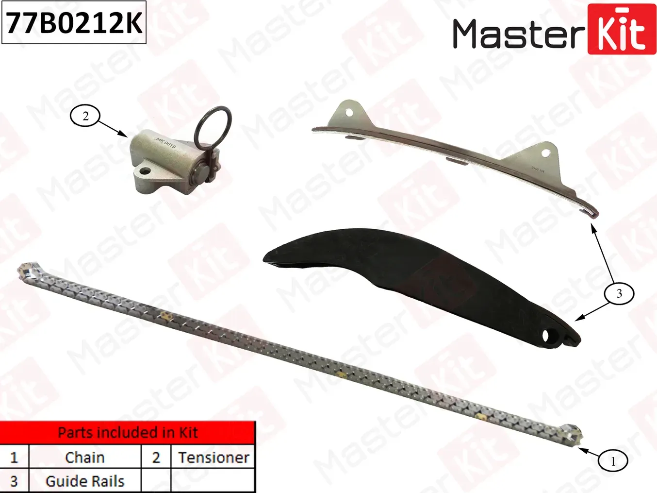 77B0212K Комплект цепи ГРМ Hyundai/Kia I30/I40/SONATA/TUCSON G4NB 2010- (Master KIT) Master KIT. Артикул 77b0212k