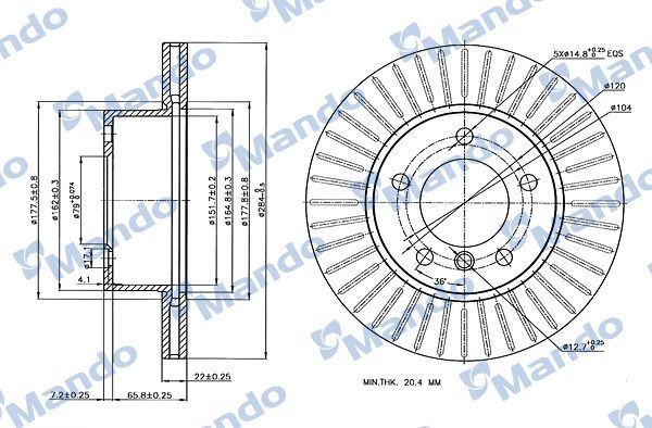 Тормозной диск Mando. Артикул MBC035370