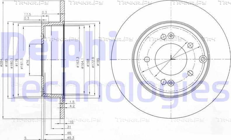 Тормозной диск Delphi задний для Hyundai Grandeur IV 2010-2011. Артикул BG4012