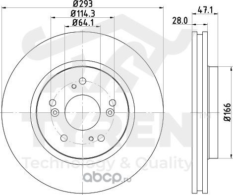 Тормозной диск (Tyren). Артикул TYR1013371