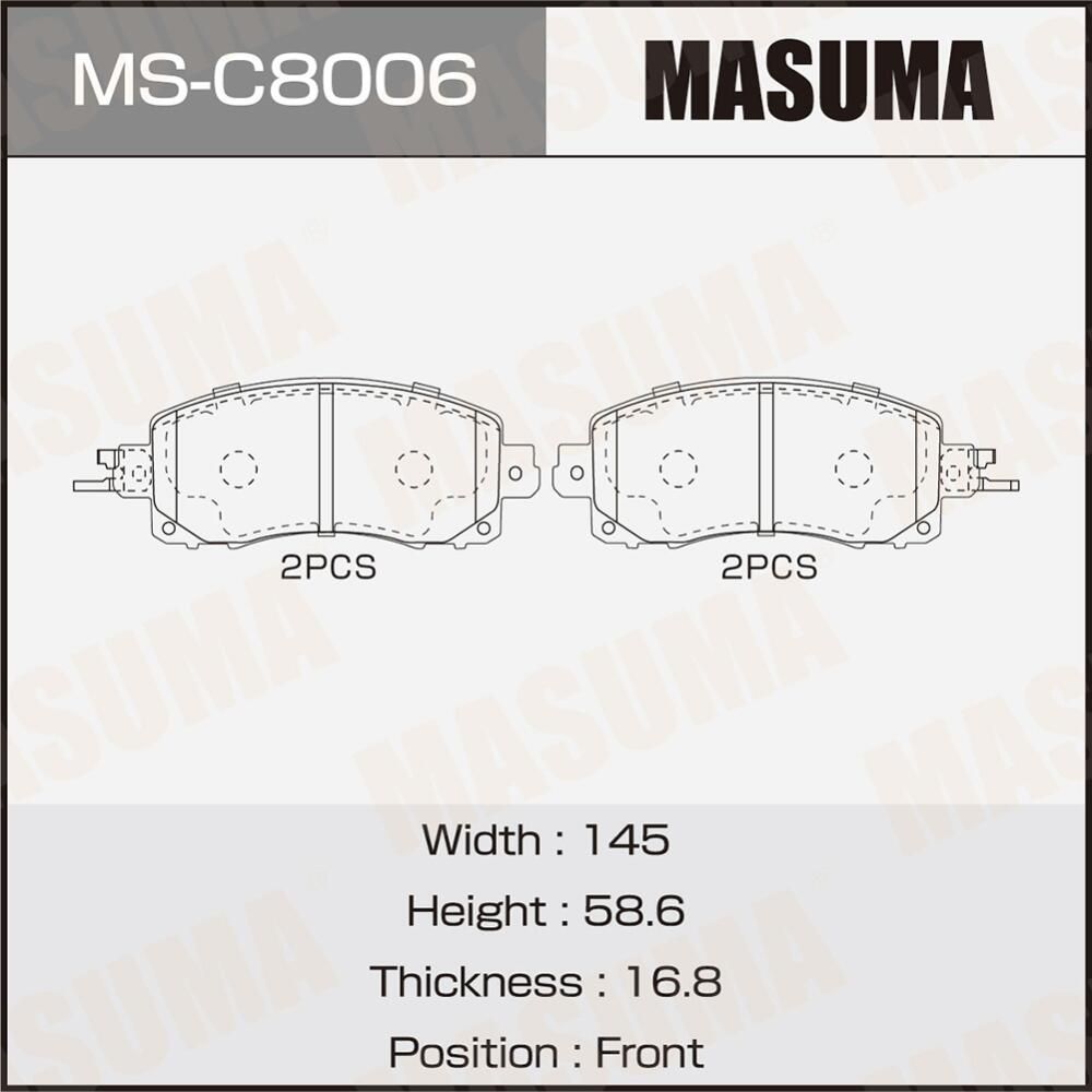 Колодки дисковые MASUMA, P78028 front. Артикул MSC8006