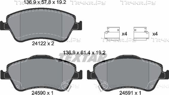 Тормозные колодки Textar Q+ передние для Toyota Auris I 2007-2012. Артикул 2412201