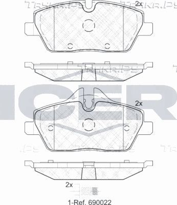 Тормозные колодки Icer передние для MINI Coupe R58 2010-2015. Артикул 181662-202