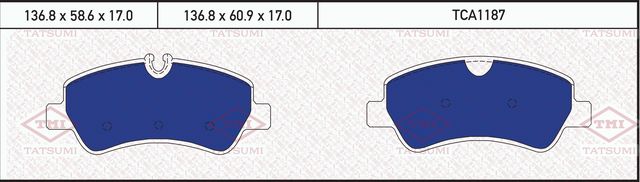 Колодки тормозные FORD TRANSIT 12- задн. (Tatsumi). Артикул TCA1187