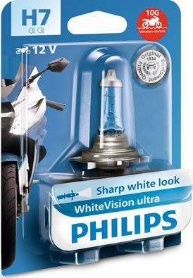Мотоциклетная лампа Philips WhiteVision Ultra Moto H7. Артикул 12972WVUBW