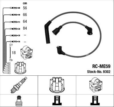 Высоковольтные провода (провода зажигания) (комплект) NGK для Mitsubishi Space Wagon I 1985-1991. Артикул 9302