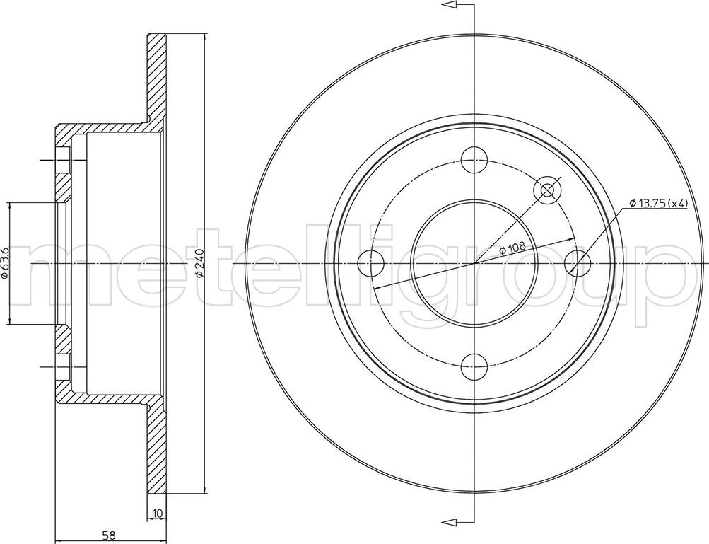 Тормозной диск Metelli. Артикул 23-0072