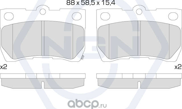 Колодки тормозные керамические, задние (NGN). Артикул 3501610