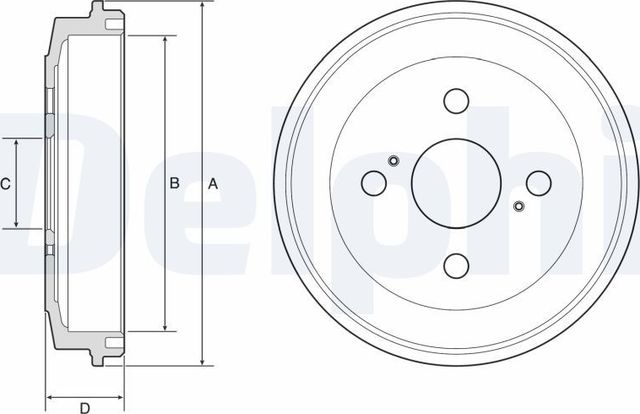 Тормозной барабан Delphi для Daihatsu Sirion II (M3) 2005-2015. Артикул BF588
