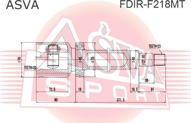 Шрус внутренний (граната) Asva. Артикул FDIR-F218MT