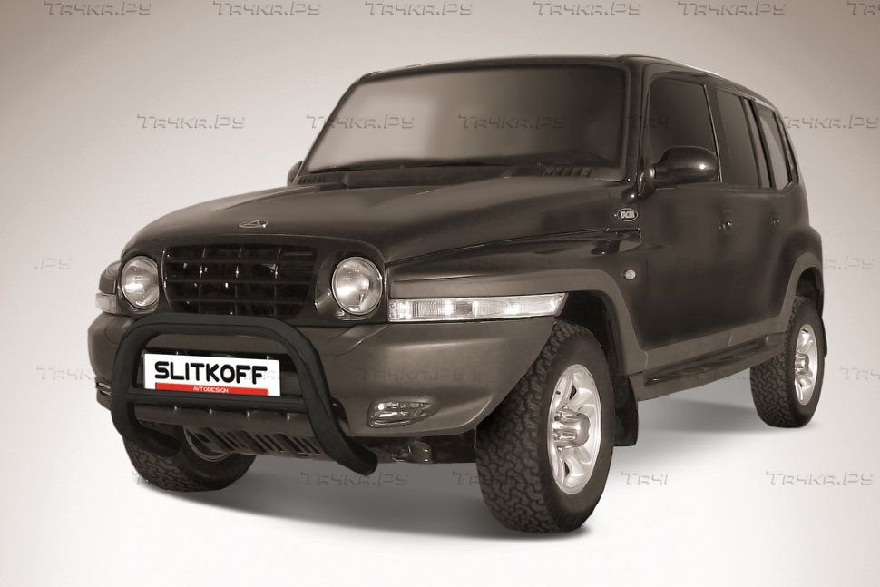 Кенгурятник Slitkoff d76 низкий ЧЕРНЫЙ матовый для ТагАЗ Tager 5-дв. 2008-2026. Артикул TAT5d006B