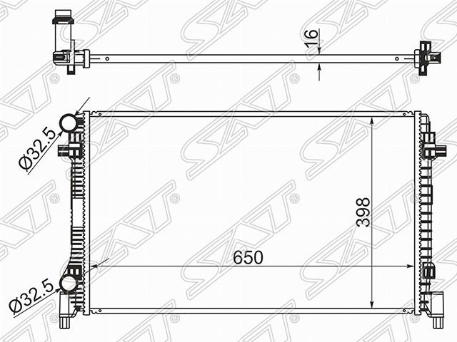 РАДИАТОР AUDI A3S3 12-TT 14-SKODA OCTAVIA 13-S (SAT). Артикул SD00073