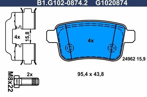 Тормозные колодки Galfer. Артикул B1.G102-0874.2
