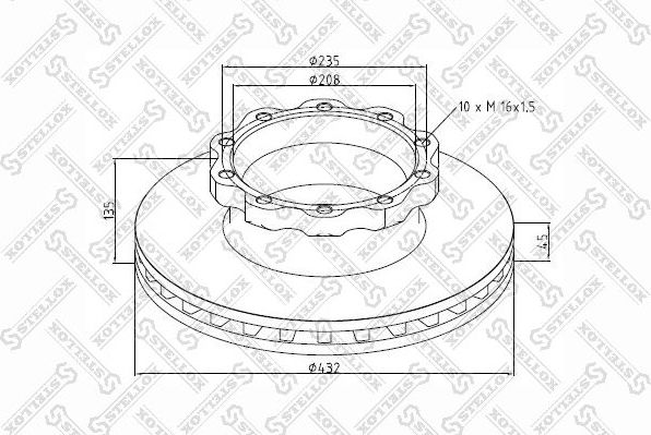 Тормозной диск Stellox задний для MAN F2000 1994-2000. Артикул 85-00821-SX